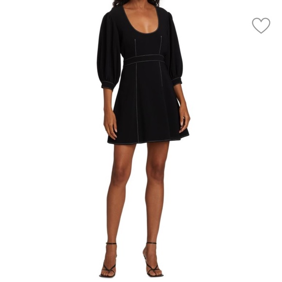 Cinq à Sept Women's Black Topstitch Self-Tie Clarissa Mini Dress Size 8 NWT - Picture 1 of 12